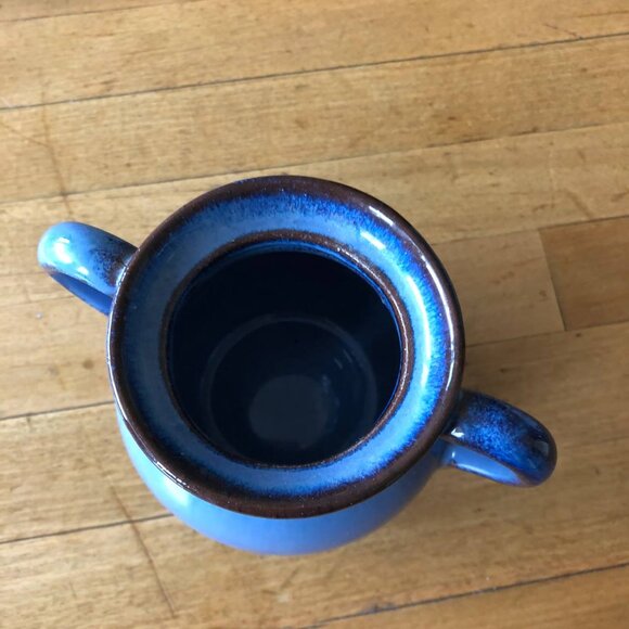 Pittsfield Pottery Vermont Handmade Ceramic Bowl w/ Handles Milky Blue Brown - Picture 4 of 8